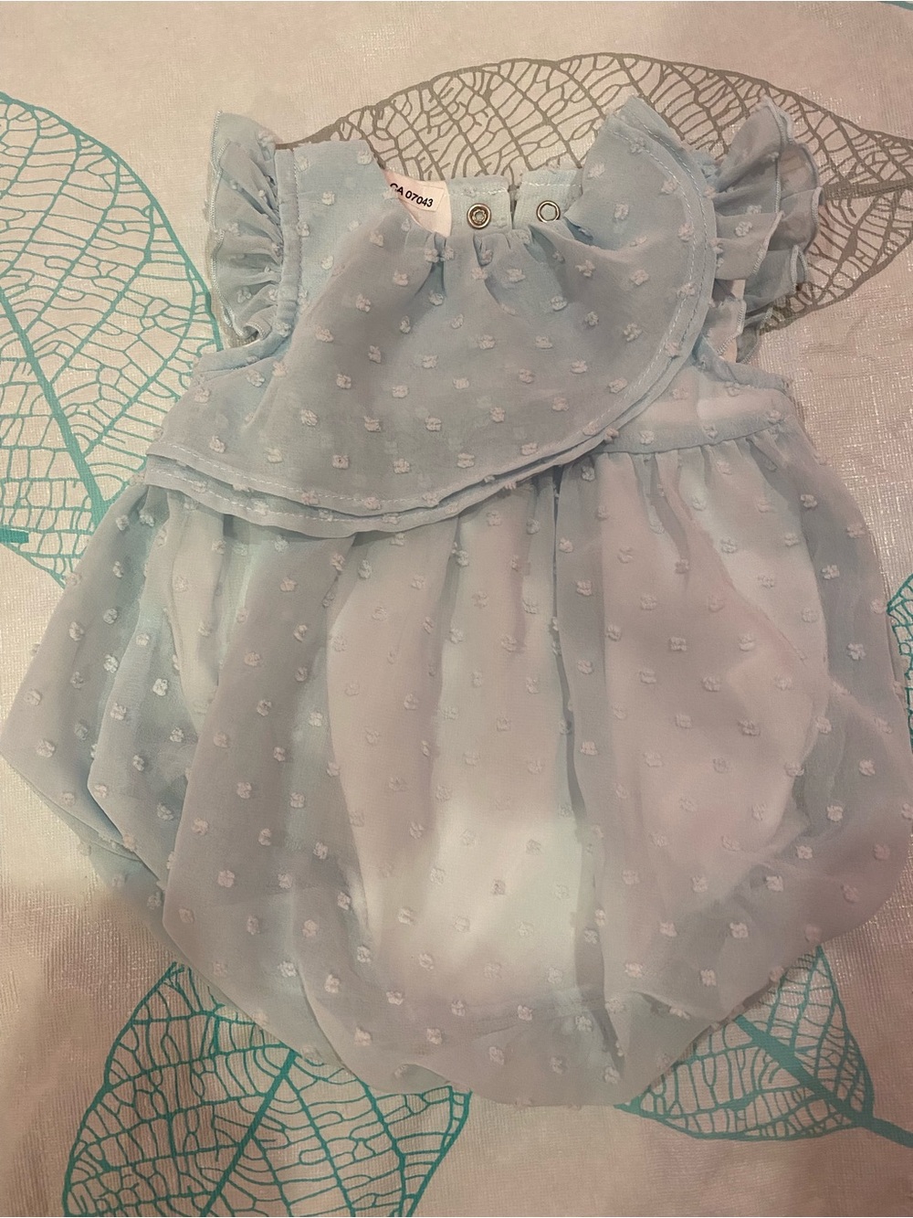 Baby Essentials Light Blue Ruffled Swiss Dot dress